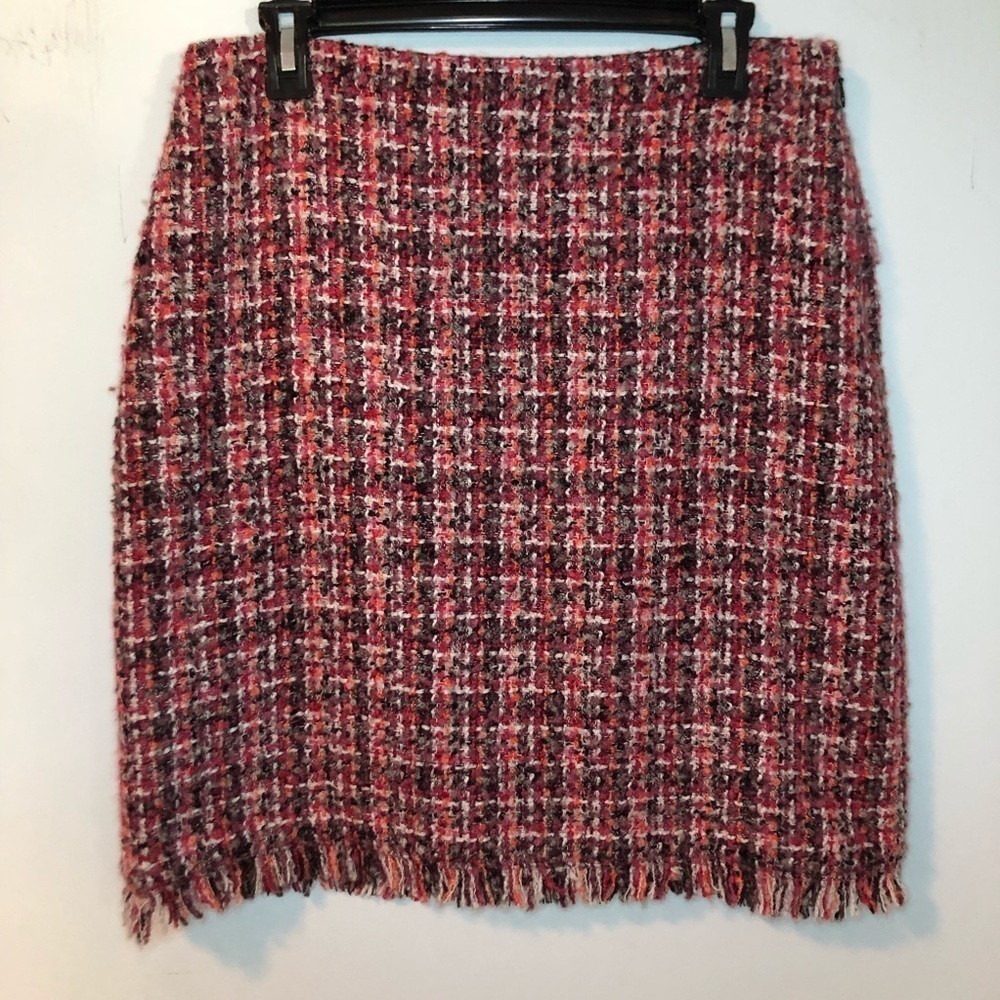 Talbots Multi-Colored Plaid Fringe Mini Skirt Size 8